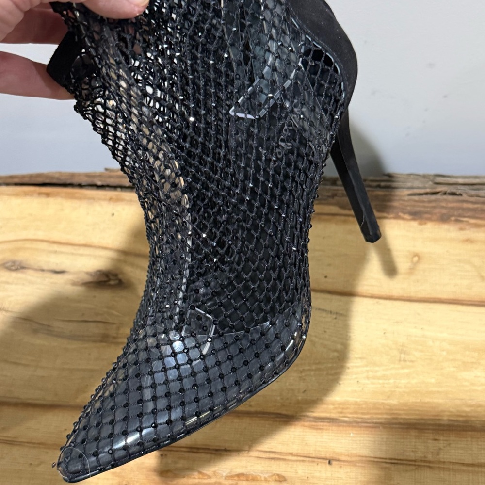 CHARLES DAVID Pursue Black Mesh Sequin‎ Bootie Size 7.5 A41 - Picture 4 of 11